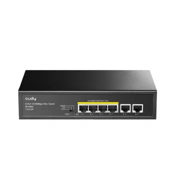 Sieťový switch Cudy FS1006P Fast Ethernet 6-portový (4 PoE, 1 PoE+) 10/100 Mbit/s, 1,2 Gbit/s šírka pásma, kovové puzdro, racková/nástenná montáž