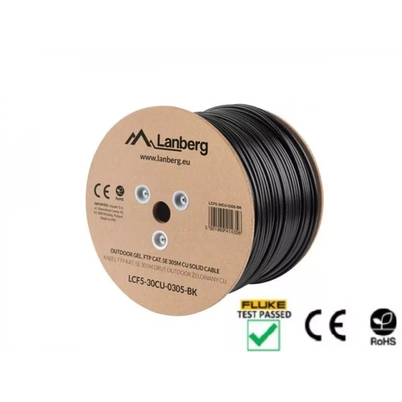 Sieťový kábel Lanberg LCF5-30CU-0305-BK RJ45 Cat5e 305 m čierny