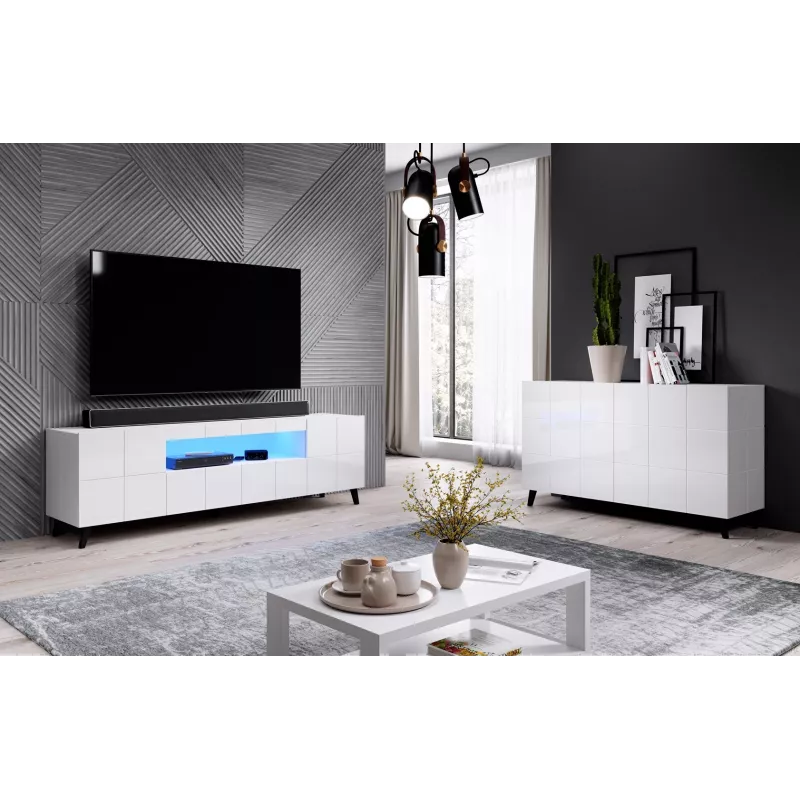 Cama komoda 2D REJA biela lesklá/biela lesklá