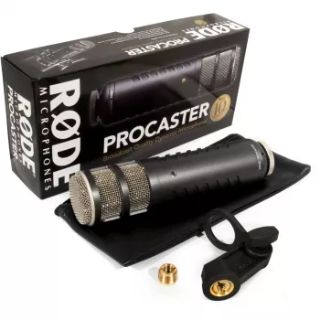 Dynamický štúdiový mikrofón RØDE Procaster — káblový, mini-XLR (3-pólový), 75–18 000 Hz, 32 Ω, -56 dB, čierny, 695 g