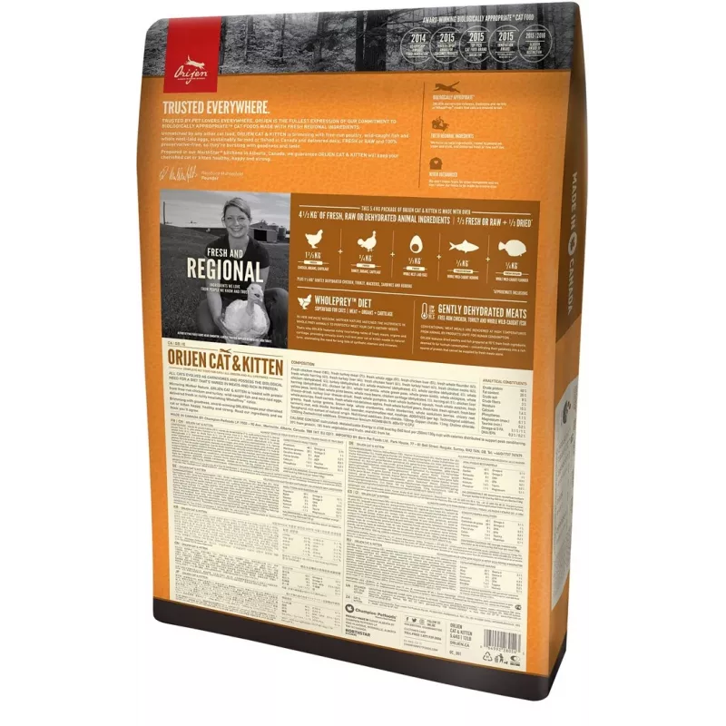 Orijen Cat & Kitten suché krmivo pre mačky kurčina, ryba, morčacina 340 g