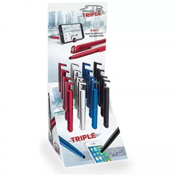 WEDO Touchpen Triple farebne sortované KS — 3-in-1 stylus pero pre kapacitné dotykové obrazovky