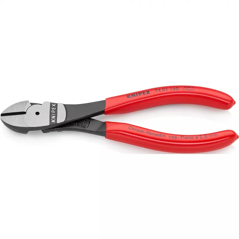 Bočné kliešte Knipex 74 01 160, chróm-vanádiová oceľ, plastová rukoväť