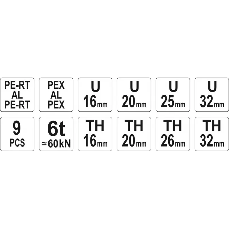 Yato PEX-AL-PEX lisovacie kliešte ručné lisovacie kliešte so sadou 8 čeľustí