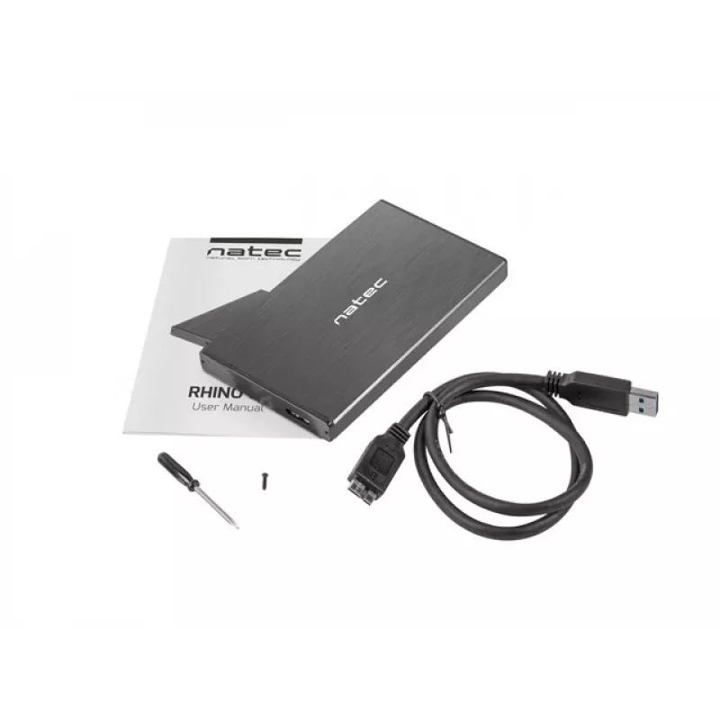 NATEC RHINO GO puzdro USB 3.0 pre 2,5'' SATA HDD/SSD, čierna hliník