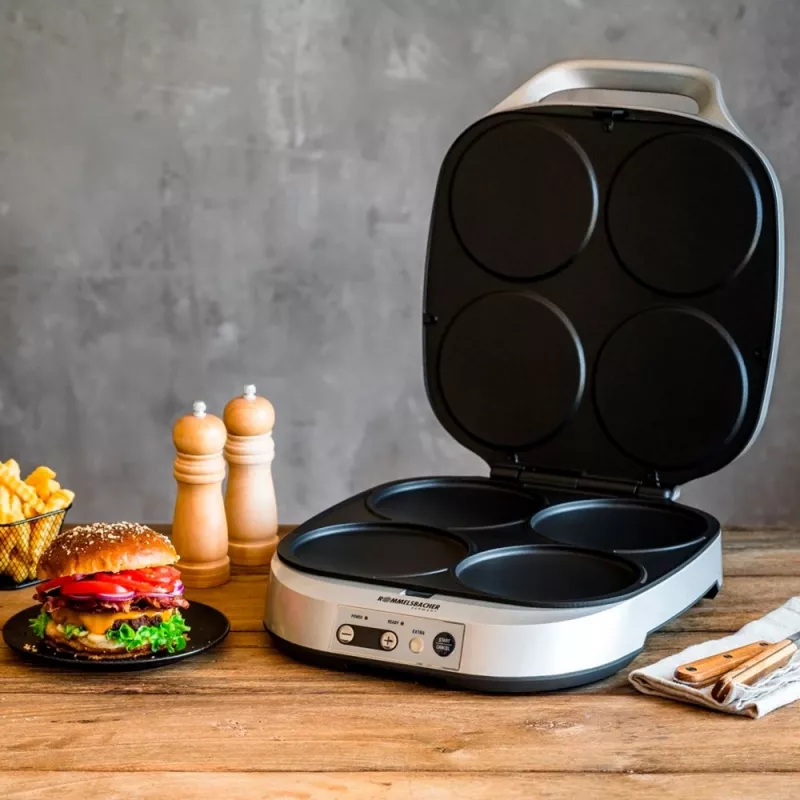 ROMMELSBACHER PC 1800, 4 crêpes, strieborná, plast, 13,5 cm, tlačidlá, 1800 W