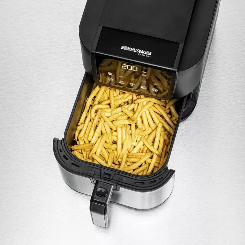 Fritéza na horúci vzduch Rommelsbacher FRH 1500 — 5 L, 1500 W, nerez/čierna