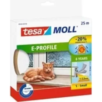 Tesniaca páska Tesa E-profil biela 05464-00100-02 na tesnenie hrán a škár