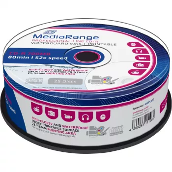 CD-R MediaRange MRPL512 700 MB 52x Inkjet Printable 25 kusov spindel