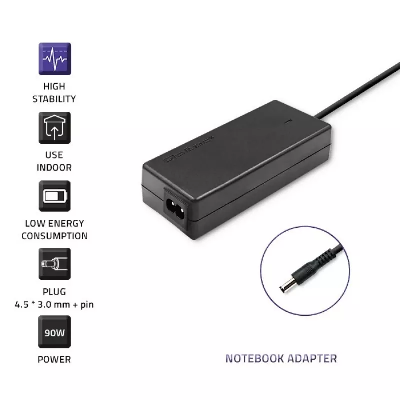 Qoltec 51516.90W napájací zdroj pre Dell | 90W | 19,5V | 4,62A | 4,5*3,0+Pin | +napájací kábel