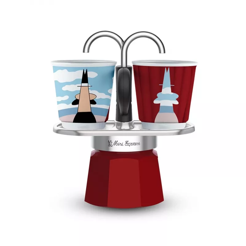 Bialetti Mini Express Magritte moka kanvica červená, strieborná