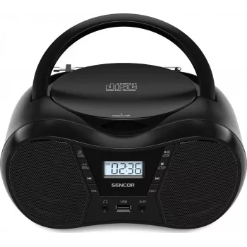 Boombox SENCOR SPT2300BK — CD prehrávač, MP3, USB, Bluetooth 5.1, FM, AUX, 4 W, na batérie/zo siete