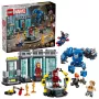 LEGO Marvel Iron Man laboratórium zbrojnica 76315 stavebnica – 384 dielikov, 5 minifigúrok, prezentačná plocha