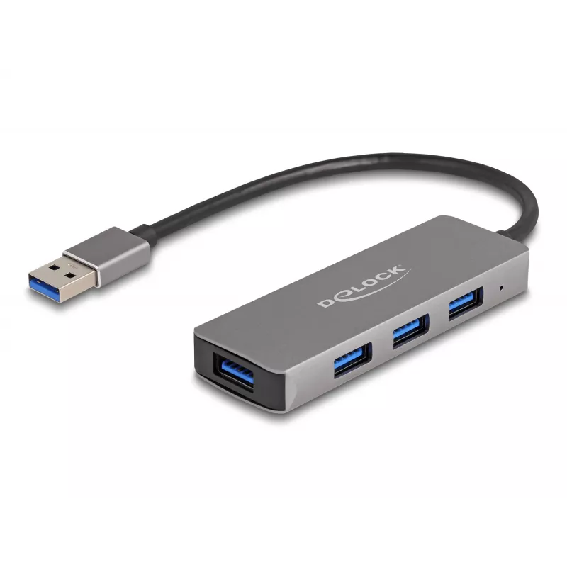 DeLOCK 63171 USB Hub 3.2 Gen 1 Type-A 5000 Mbit/s sivý