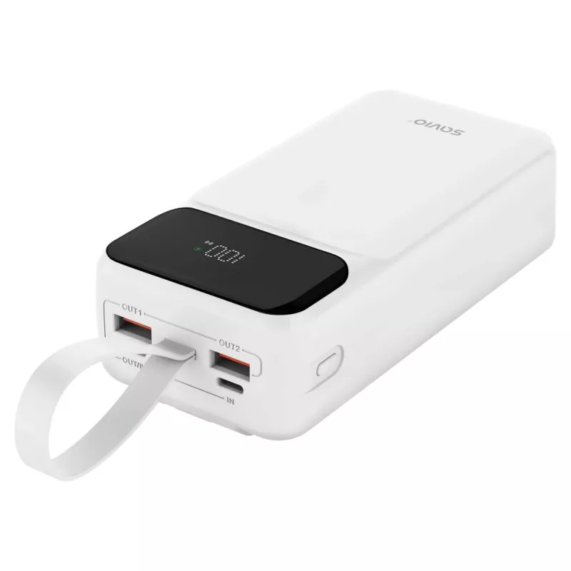 SAVIO BA-10 powerbanka 30000 mAh (111 Wh), Li-ion, 2x USB-C, 2x USB-A, Quick Charge, Power Delivery