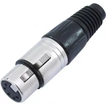XLR 5-pólový konektor Omnitronic 30208425, čierny, 5-pólový konektor samica na zabudovanie/do kábla