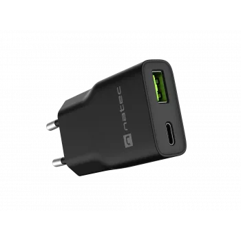 Napájací zdroj NATEC Ribera NUC-2377 — 1×USB-A, 1×USB-C, 3 A výstup