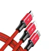 UNITEK C4049RD USB kábel 1,2 m USB A USB C/Micro-USB B/Lightning červený