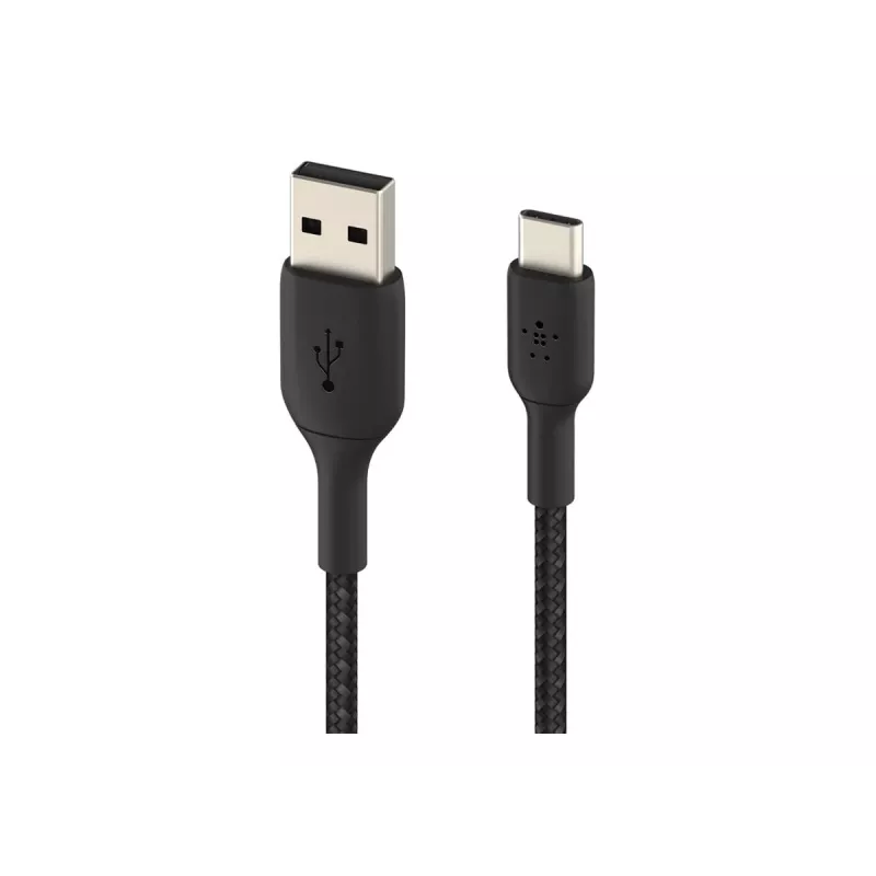 Pletený USB-C na USB-A kábel 15 cm čierny