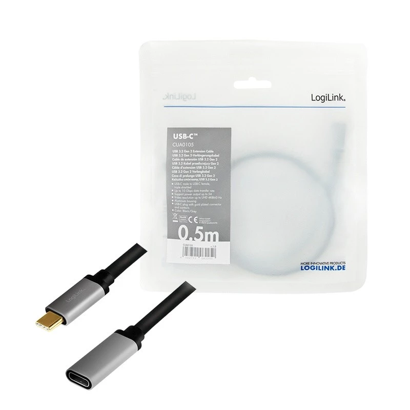 LogiLink USB kábel USB 3.2 Gen 2 CUA0105 0,5 m USB-C čierny sivý