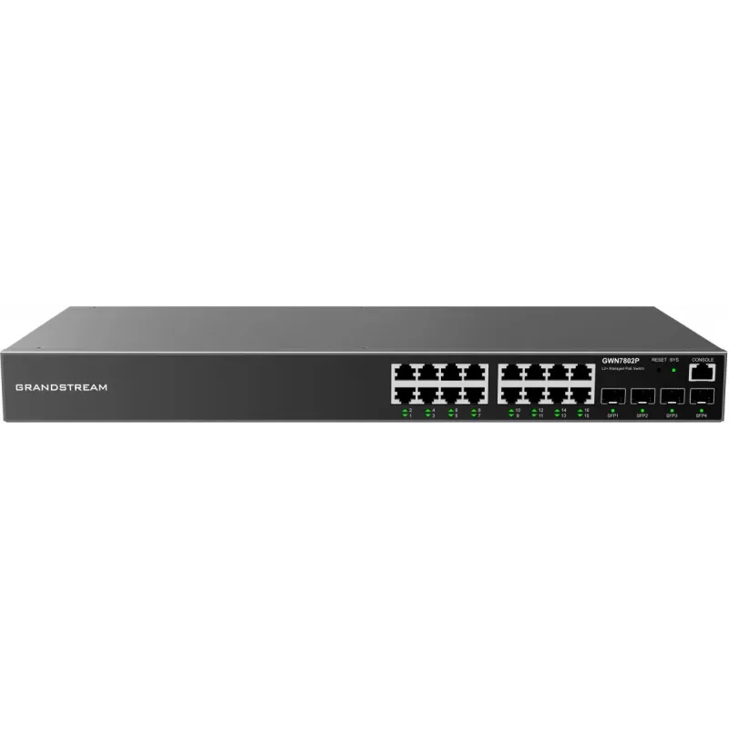 Spravovateľný switch Grandstream GWN7802P L2+ PoE+, 16x Gigabit, 4x SFP