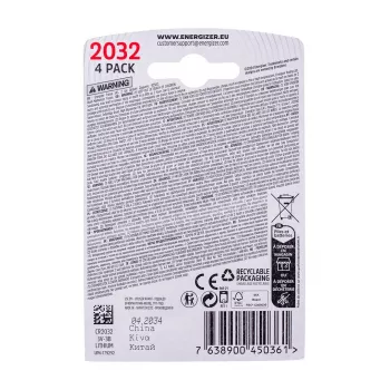 ENERGIZER BATÉRIA SPECIALIZED CR2032, 4 kusy, 3V, ECO