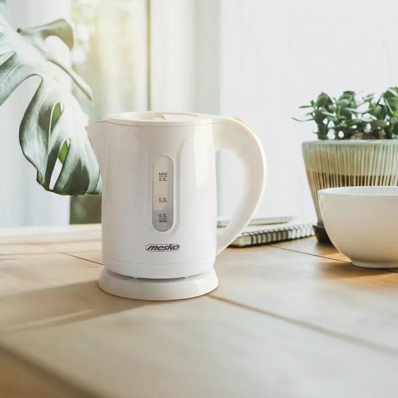Mesko kanvica | MS 1376 | elektrická | 850 W | 0,8 L | plast | 360° otočná základňa | biela