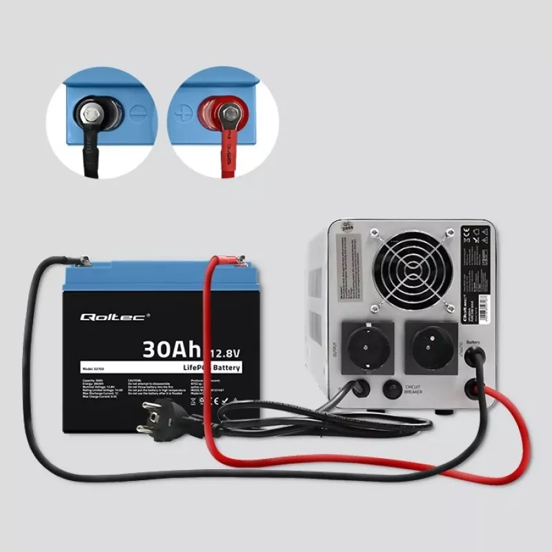 Nabíjateľná batéria LiFePO4 QOLTEC 12,8V 30Ah 384Wh s BMS