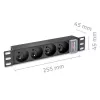 Qoltec hliníková PDU pre 10'' RACK | 1U | 16A | 4xFRENCH | 1,8m