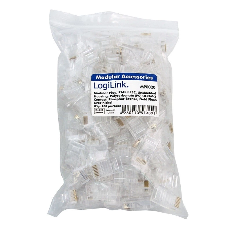 RJ45 konektor samec LogiLink MP0020 transparentný