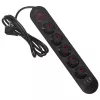 Predlžovacia zásuvka MACLEAN MCE395 B — 5 zásuviek, 3×USB, 110–240V AC, 2,1A USB, 2500W, 1,5 m kábel, čierna