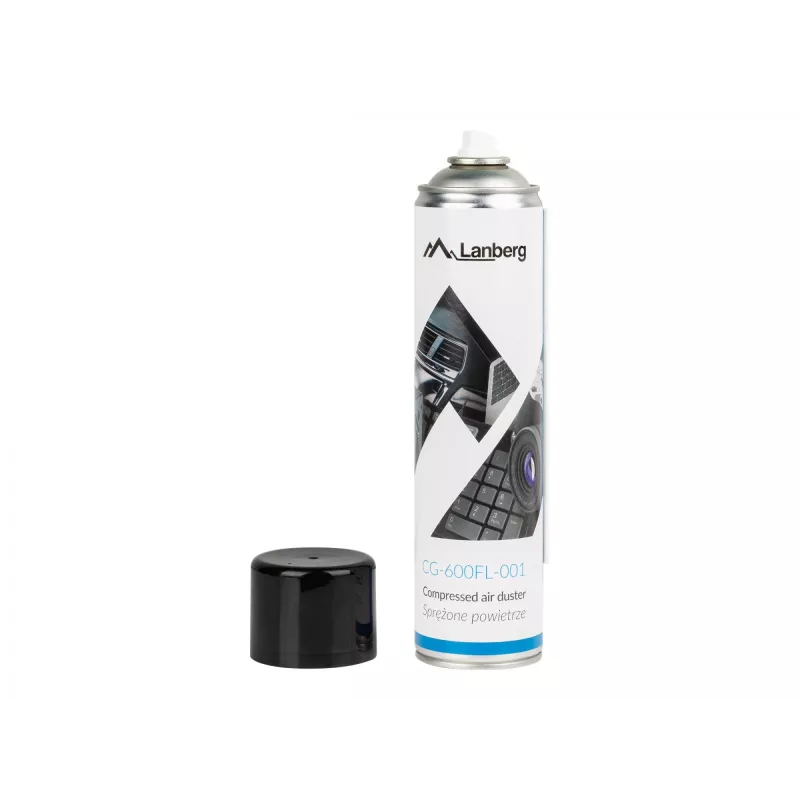 Stlačený vzduch LANBERG CG-600FL-001 — 600 ml, na čistenie PC, čierna/modrá/biela