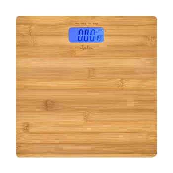 Elektronická osobná váha Jata HBAS1489 — kapacita 180 kg, presnosť 100 g, 10,2 cm LCD, bambusová plošina