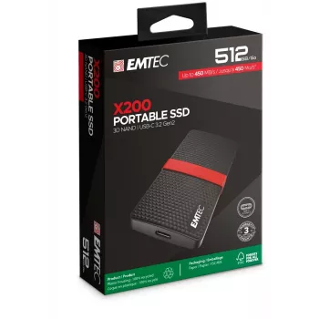 SSD Emtec 512GB USB Type-C 3.2 Gen 1 čierna červená X200