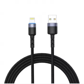 USB na Lightning dátový kábel Tellur 1,2 m nylonový pletený čierny