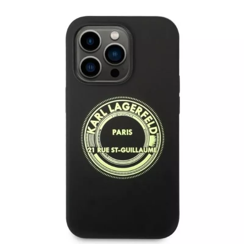 Karl Lagerfeld Soft Cover Silicone RSG čierne pre Apple iPhone 14 Pro KLHCP14LSRSGRCK