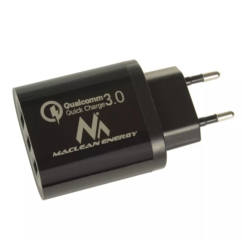 USB nástenná nabíjačka MACLEAN MCE479B — 3x USB porty, 18W celkový výkon, kompaktná