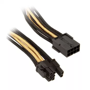 SilverStone PCI-8-pin na PCIe-6+2-pin kábel, 250 mm – čierny/zlatý