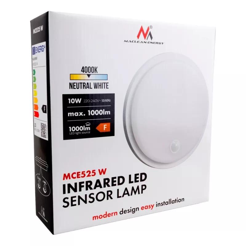 LED lampa s PIR senzorom MACLEAN MCE525 W — LED vonkajšie svietidlo s pohybovým senzorom