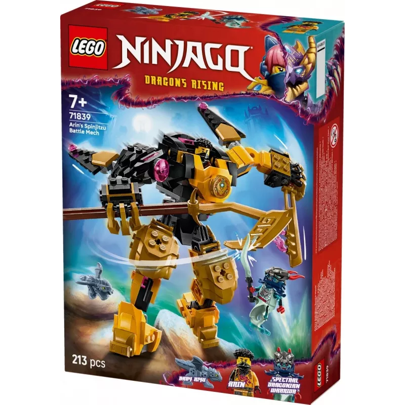 LEGO stavebná sada NINJAGO 71839 Arinov Spinjitzu bojový mech, 213 dielov, 2 minifigúrky, výška 160 mm