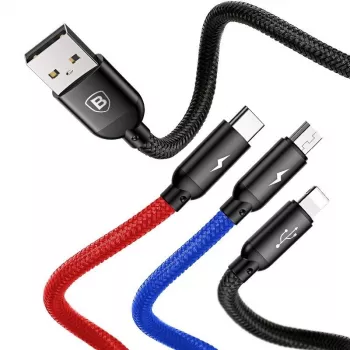 BASEUS Colorfone CAMLT-BSY01 USB kábel 1,2 m USB A 3 x USB C čierny, červený, modrý