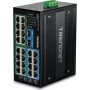 TRENDnet priemyselný switch 26 portov Gbit PoE+ kovový DIN lišta (TI-PG262)