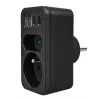 Rozbočovač napájania MACLEAN MCE249 F/B – 2 AC zásuvky (16A + 6A) s 2×USB-A a 2×USB-C PD 20W, EU konektor, čierny