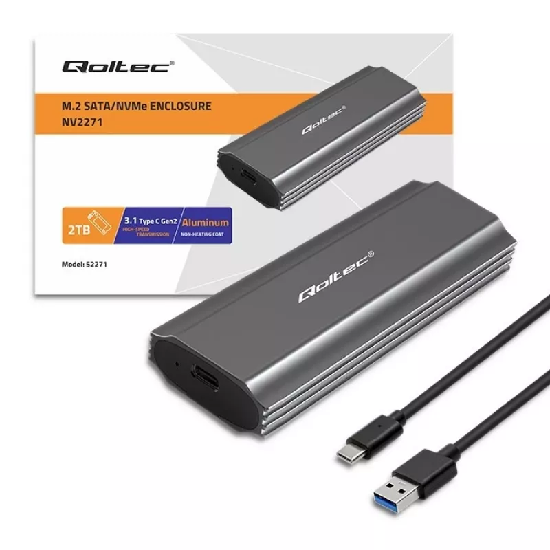 Puzdro | rám NV2271 pre M.2 SSD | SATA | NVMe | USB-C | 2TB