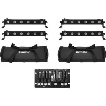 EUROLITE LED bar set 4x LED BAR-6 QCL RGBW s 2 mäkkými taškami a kontrolérom