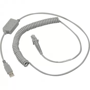 Datalogic USB kábel, špirálový USB kábel, špirálový, sivý, 2 m, vhodný pre všetky ručné skenery (90A051922)