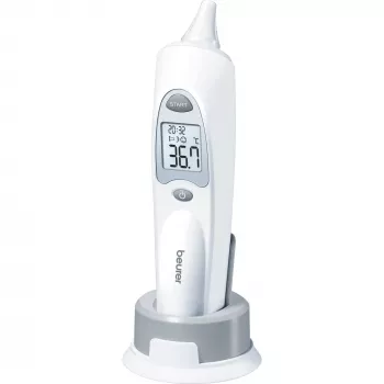 Kontaktný ušný teplomer Beurer FT58 — biela, kontaktné meranie, pamäť, °C/°F, batéria AAA