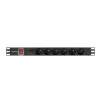 Rozvodná jednotka LANBERG PDU-06E-0200-BK — 6x výstupy typu E, 16 A, kábel 2 m, 1U rack, 220–250 V