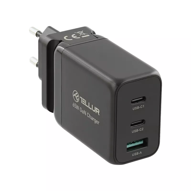 Nástenná nabíjačka Tellur TLL151451 65W, 3-port (2x USB-C, 1x USB-A)