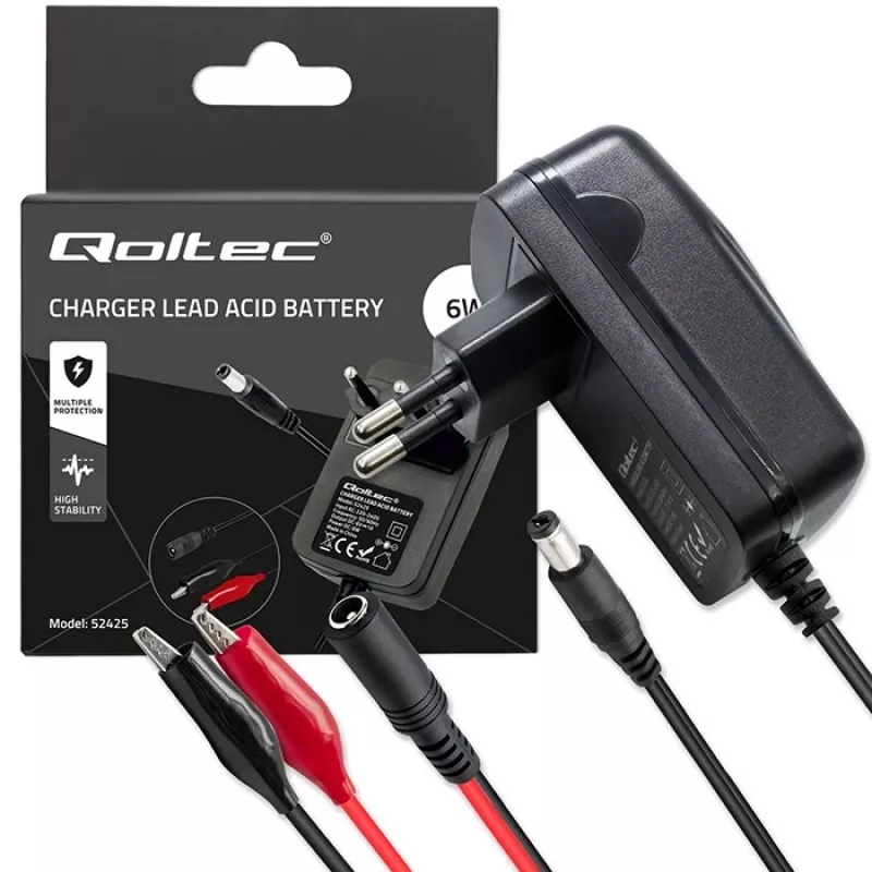Nabíjačka batérií QOLTEC Charger AGM GEL STD 6V 1A pre 6V olovené batérie, AGM a Gel